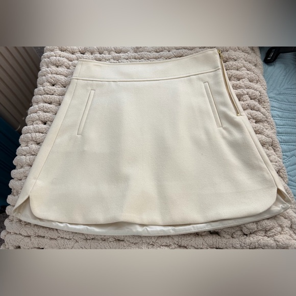 J.Crew Mini Skirt in Double-Serge Wool - Cream - Picture 2 of 7